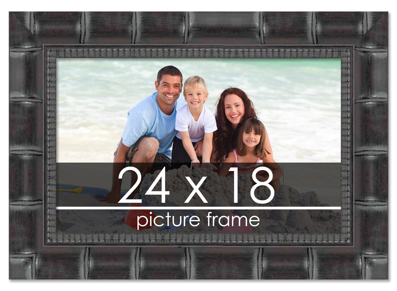 24x18 Wide Bamboo Picture Frame with UV-Resistant Acrylic & Acid Free Backing, Available in 4 Finishes - Brown, Black, Silver, and Natural